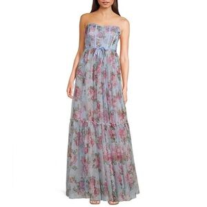 Floral Print Sweetheart Neck Strapless Corset Dress from the brand Pear Culture